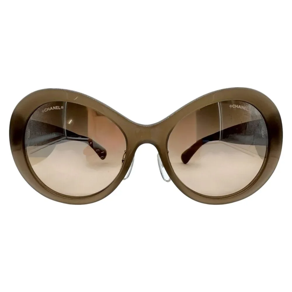 Chanel 5372 Gray Oversized Round Reflective Silver Lens Sunglasses w/ Case